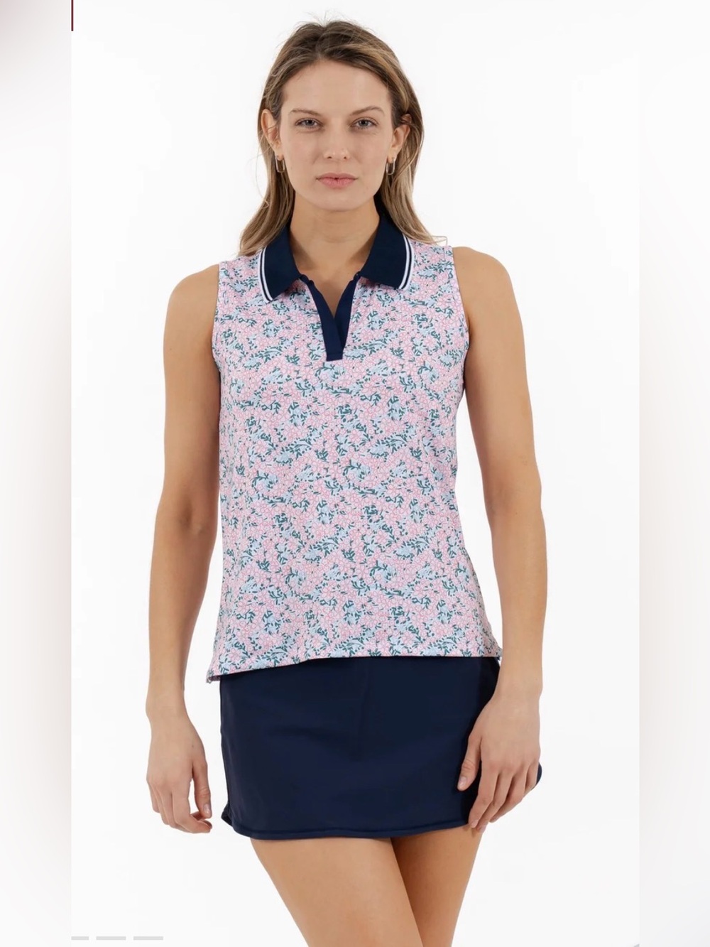 RHOBACK The Brook Sleeveless Performance Polo in The Fleur- Large
